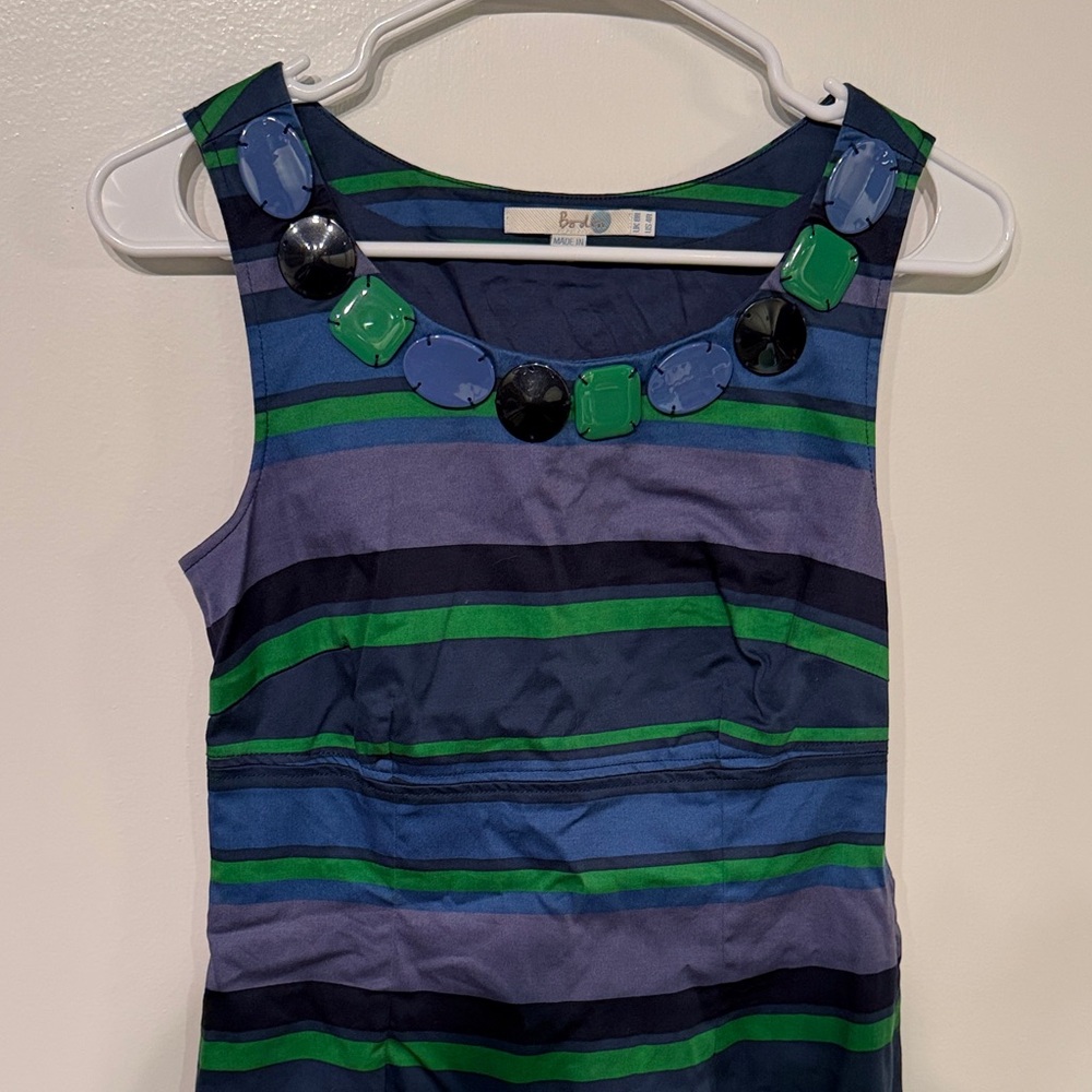 Boden Striped Sleeveless Dress with Gem Accents UK 8R  US 4R
